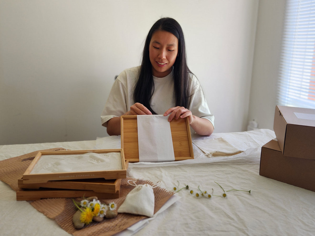 Annie, founder of Wellbeing Standard Co., at home in Melbourne